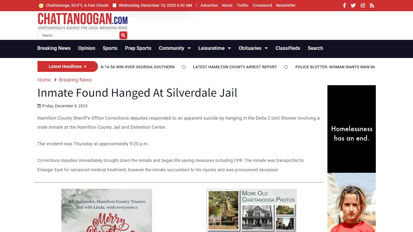 Inmate Found Hanged At Silverdale Jail - Chattanoogan.com